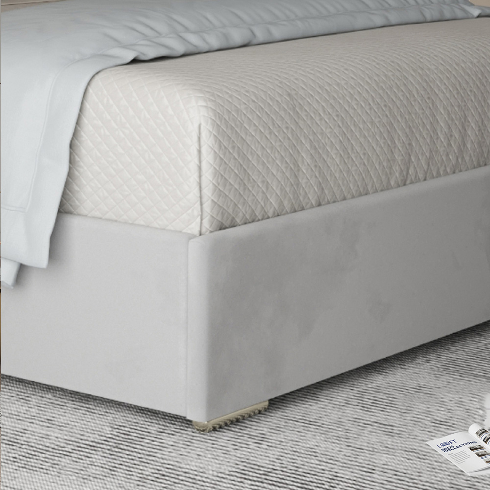 Mayfair Grey Super King Size Velvet Upholstered Metal Bed Frame with Panelled Headboard Image 4