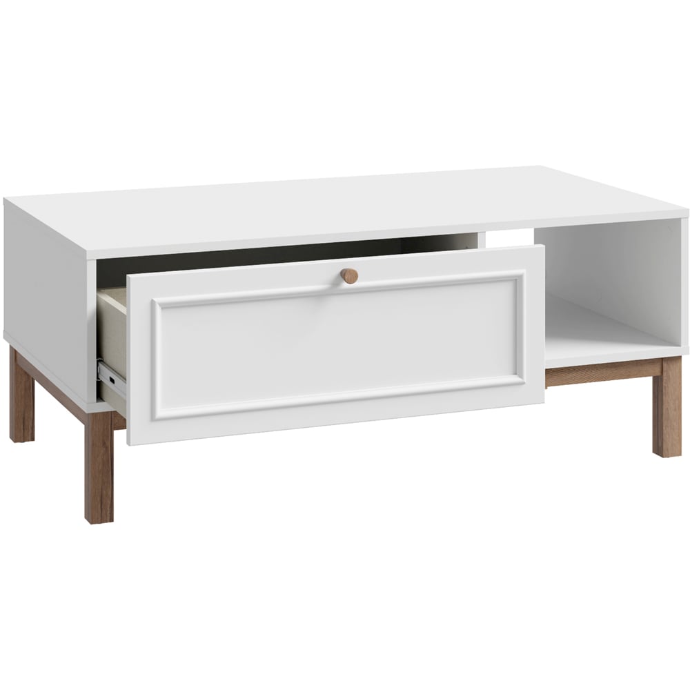 Florence Wensley Single Drawer Single Shelf Light Grey and Oak Coffee Table Image 4