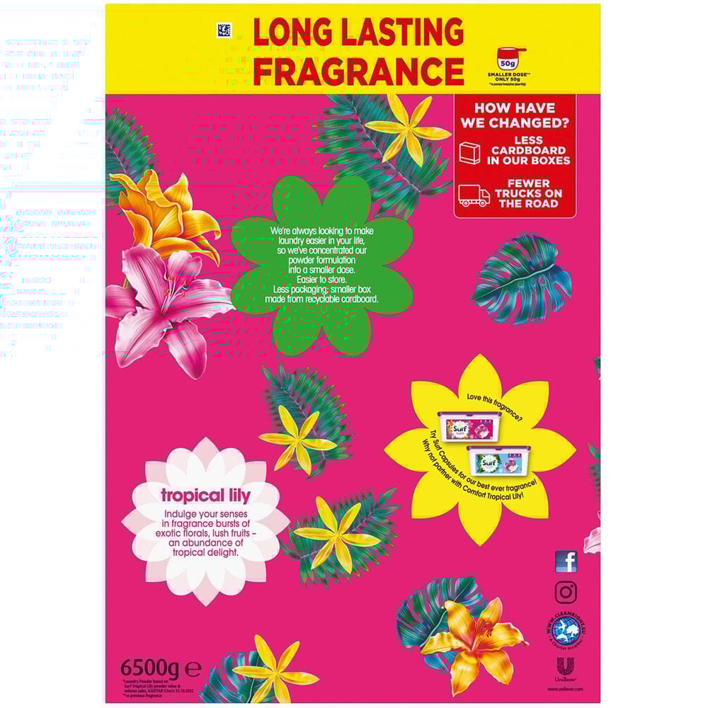 Surf Tropical Lily Laundry Powder with Comfort Fuchsia Passion Fabric Conditioner Image 5