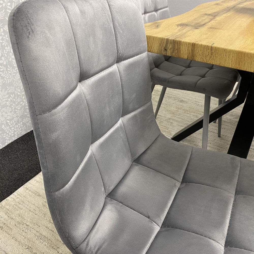 Kosy Koala 4 Seater Velvet Wooden Rectangle Dining Set Grey Image 2