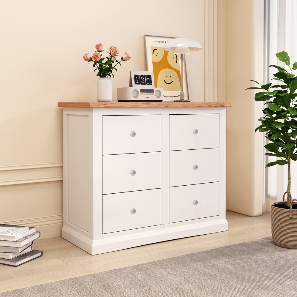 Cabinet Bits Castelli 6 Drawer White Chrome Knob Chest of Drawers Image 8