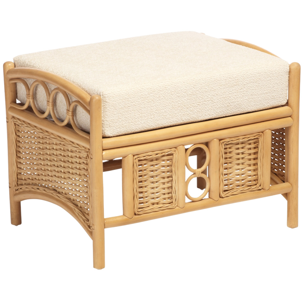 Desser Furniture Vale Light Oak Natural Rattan Footstool Image 2