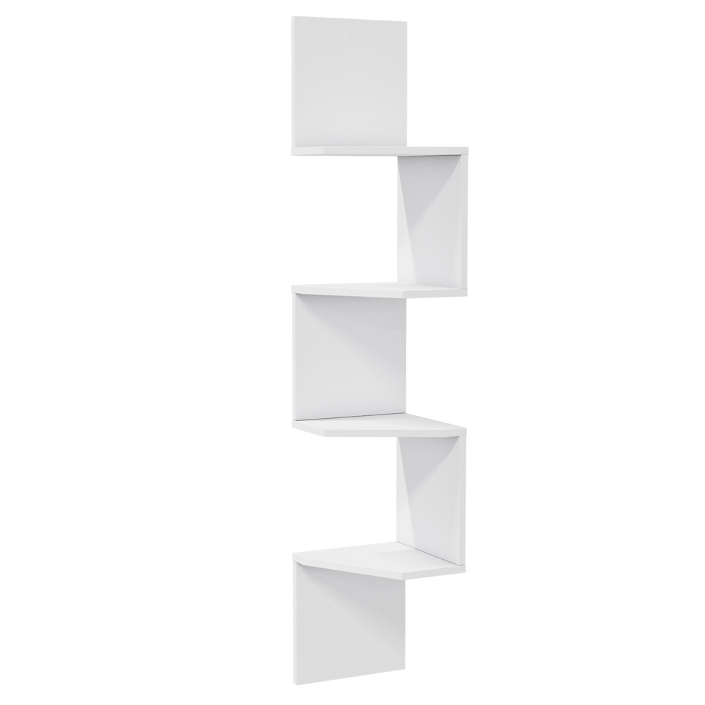Decorotika Desaldo 4 Shelf White Corner Wall Mounted Shelving Unit Image 2