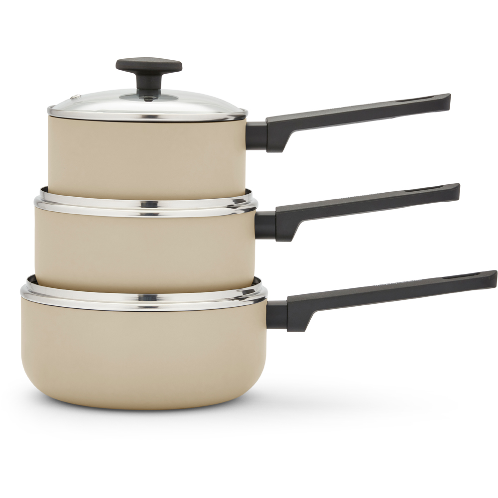 Morphy Richards Cream Recycled Aluminium 3 Piece Saucepan Set Image 4