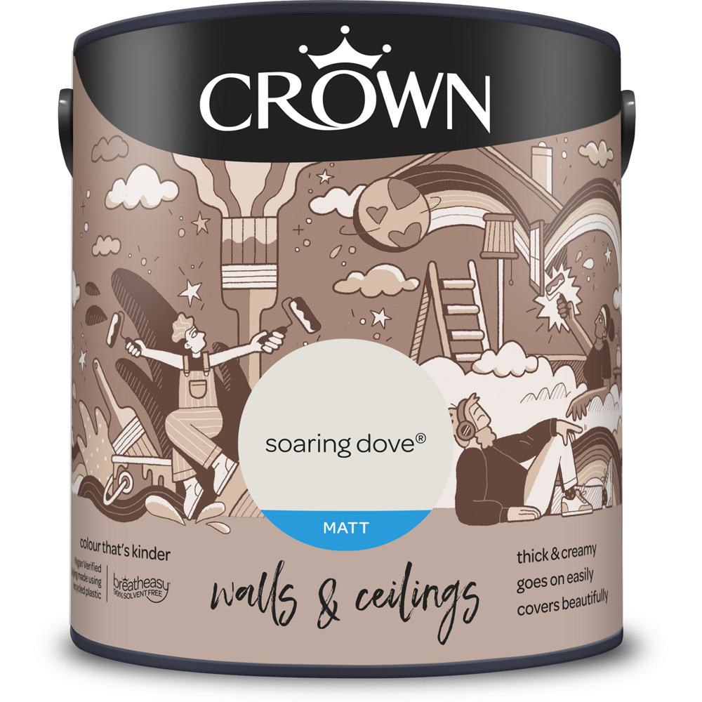 Crown Walls and Ceilings Soaring Dove Matt Emulsion Paint 2.5L Image 2