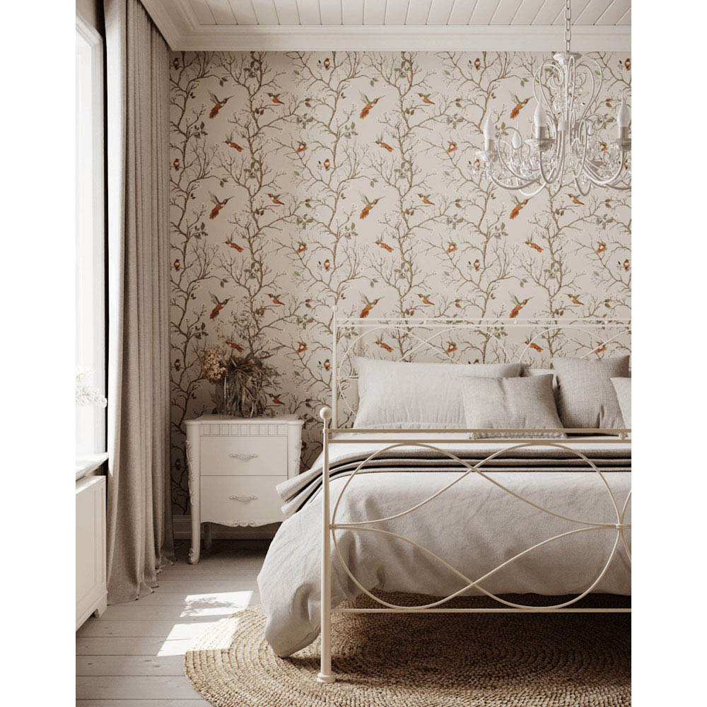 Bobbi Beck Eco Luxury Hummingbird Beige Wallpaper Image 2