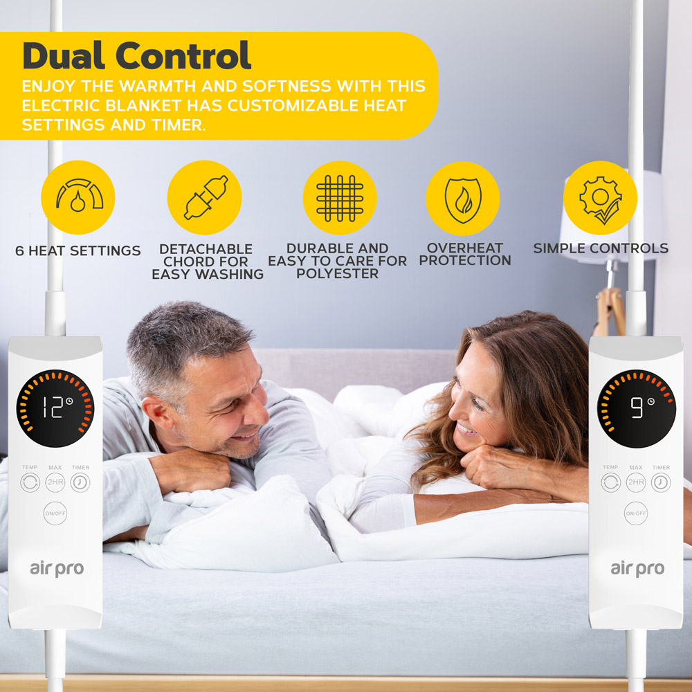 Air Pro White Double Fleece Heated Electric Blanket with Controller Image 3