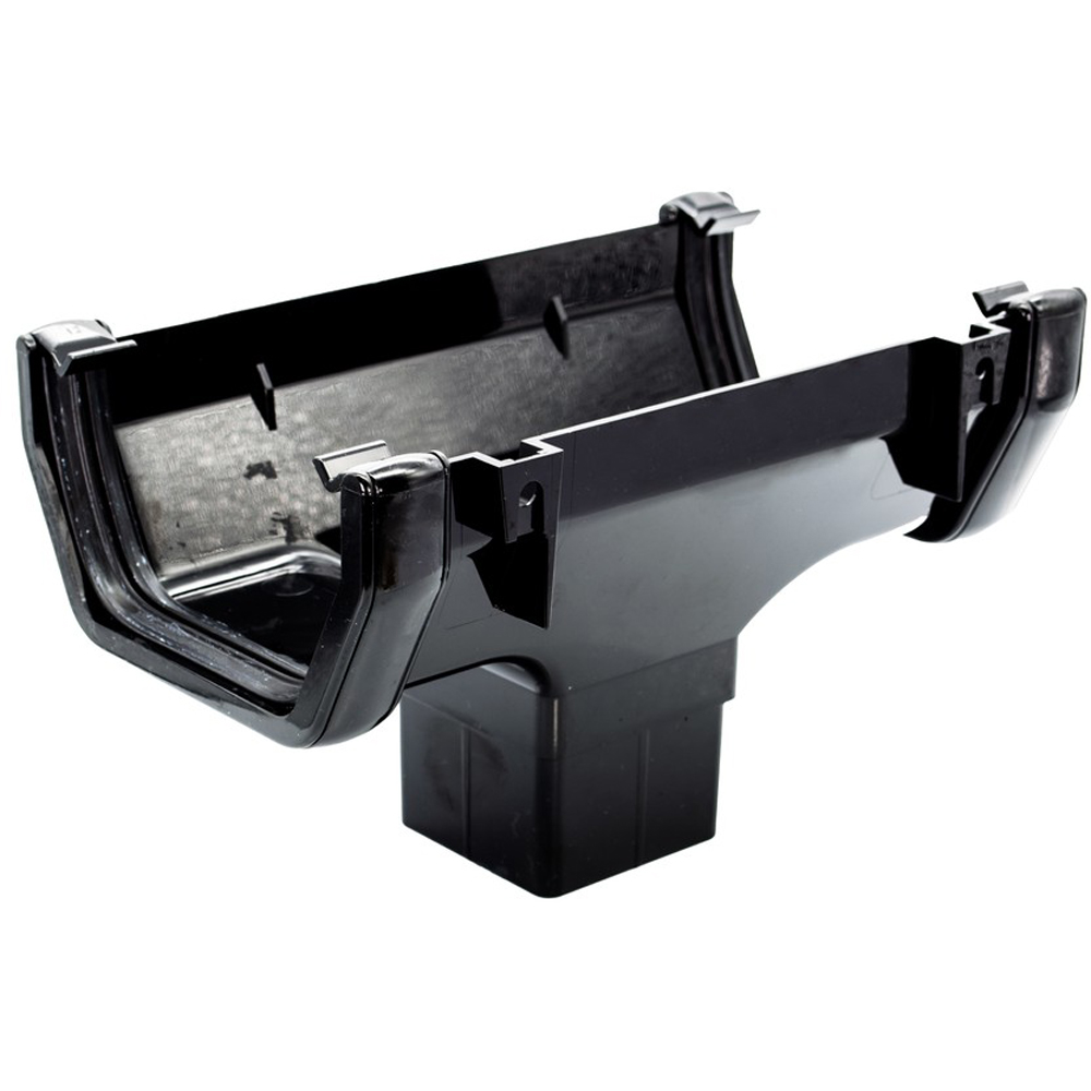 FloPlast Square Gutter Running Outlet Black 114mm Image 4
