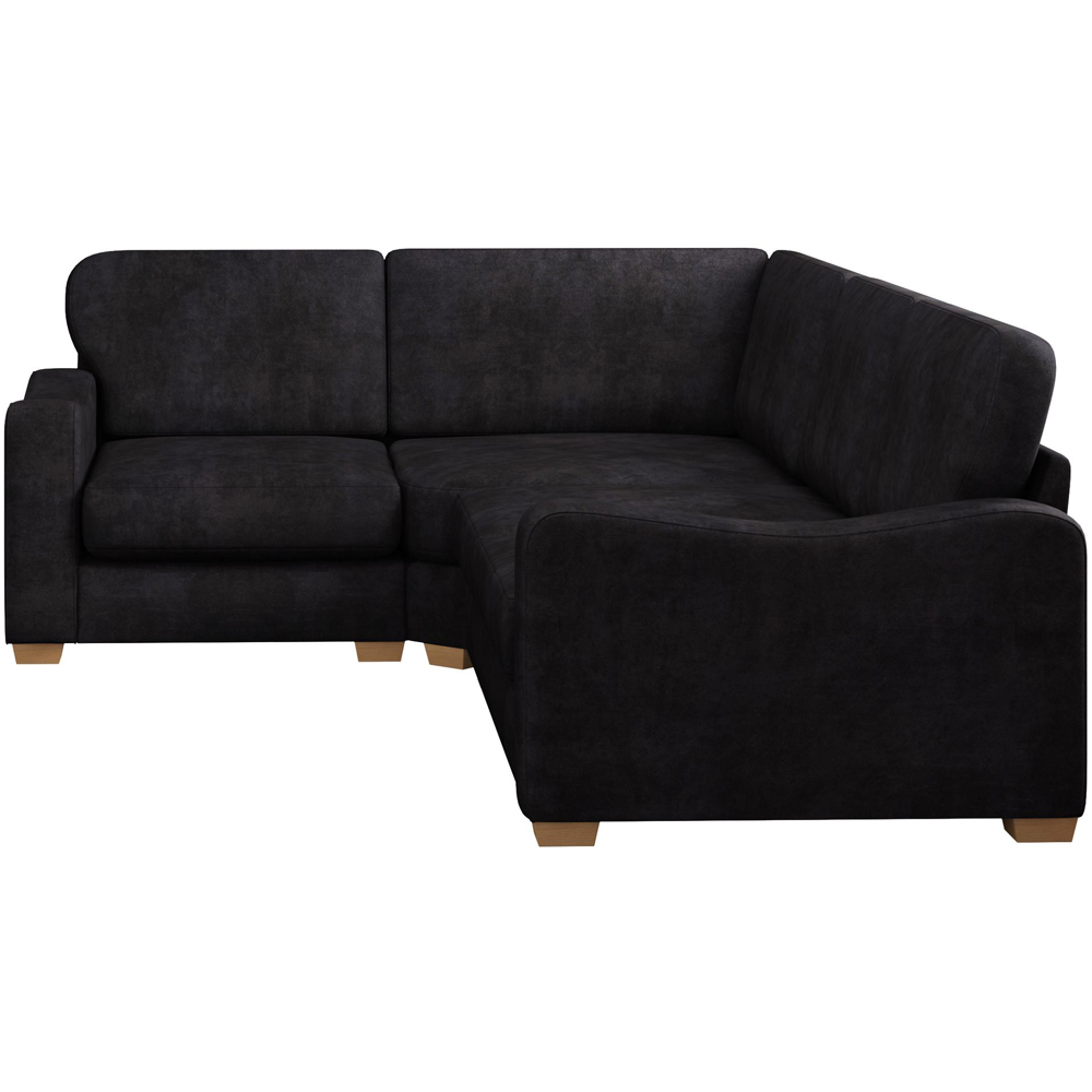 Theadford 3 Seater Ebony Plush Velvet Fixed Back Left Hand Corner Sofa Image 3