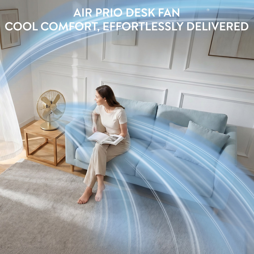 Air Pro Gold Portable Oscillating Metal Table Fan 12 inch Image 2