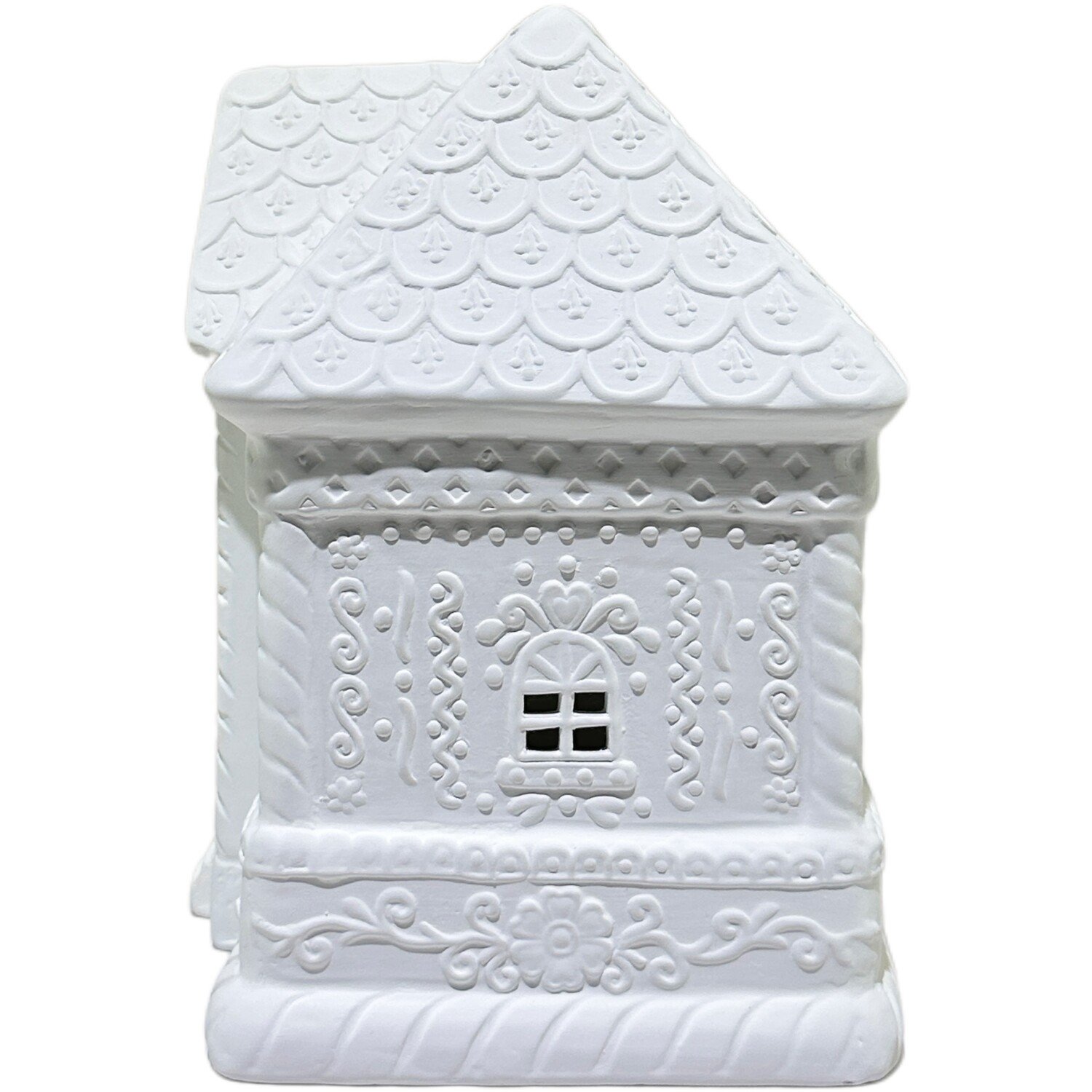 Large Ceramic Gingerbread House White Image 5