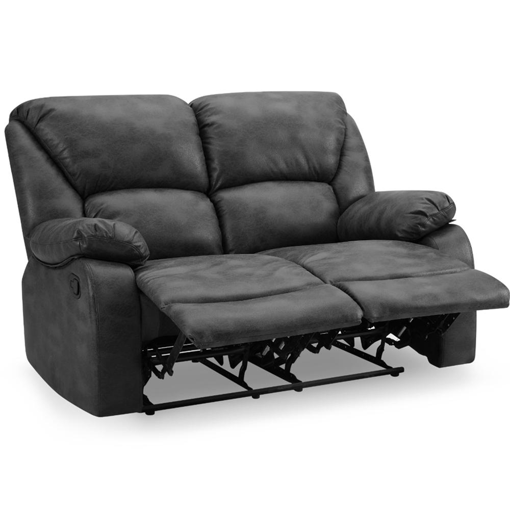 Home Detail Enoch 2 Seater Black Faux Leather Manual Recliner Sofa Image 5