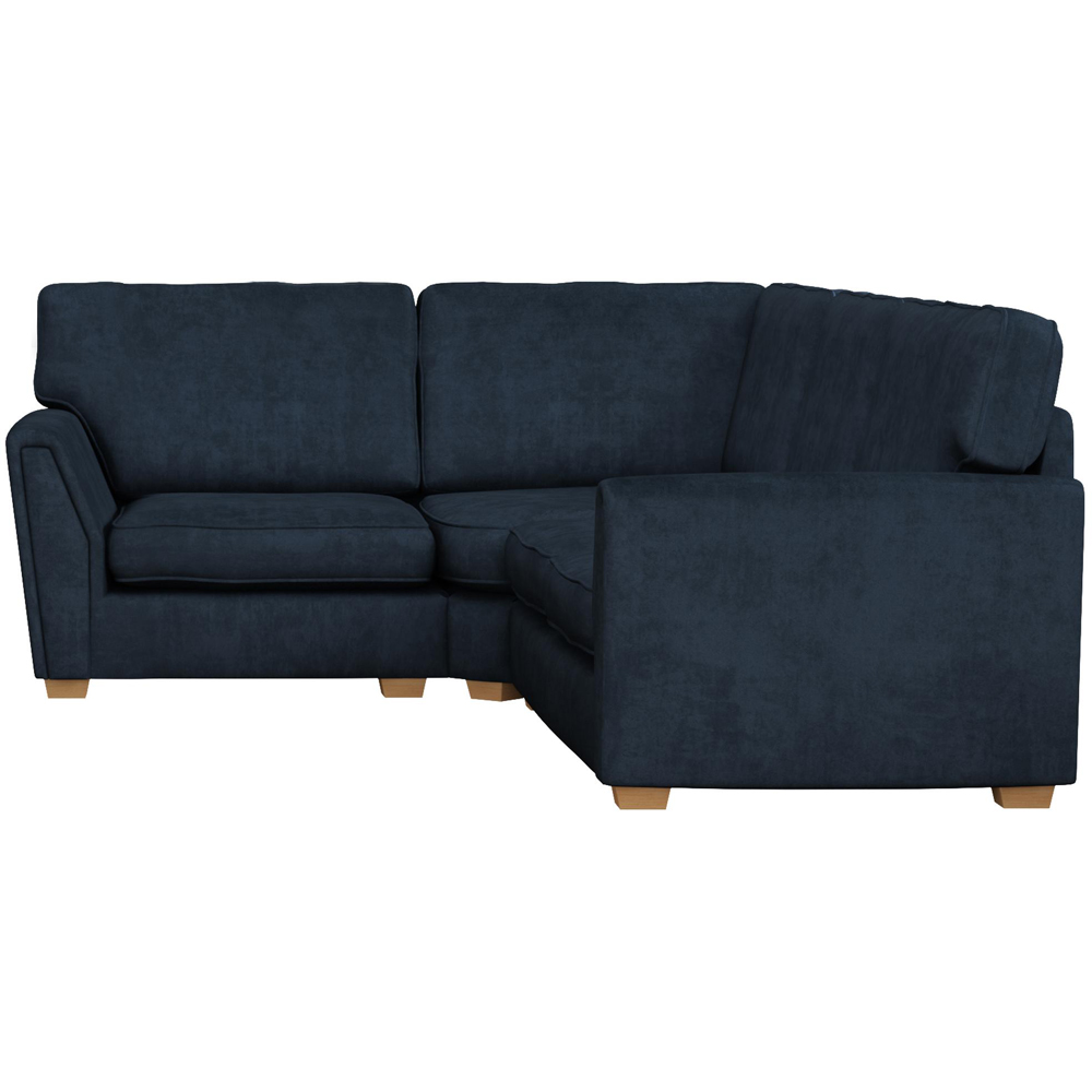 Wendleberry 3 Seater Royal Blue Plush Velvet Fixed Back Left Hand Corner Sofa Image 3