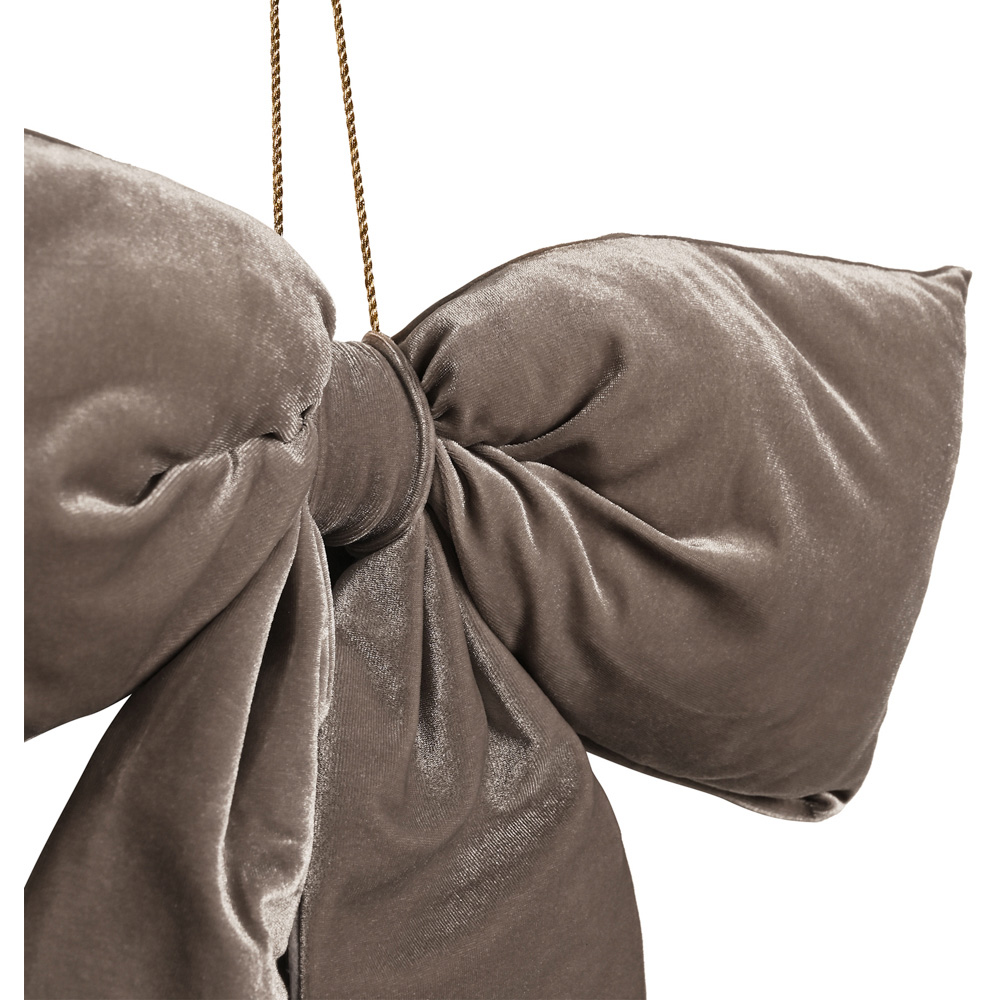 The Seasonal Gift Co. Silver Velvet Bow Hanging Christmas Decoration 50 x 40cm Image 3