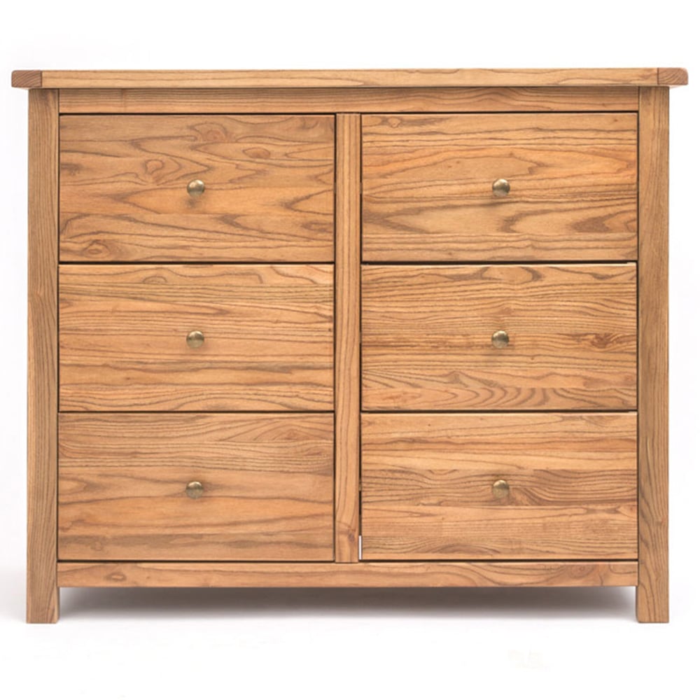 Cabinet Bits Trivento 6 Drawer Brown Brass Knob Chest of Drawers Image 8