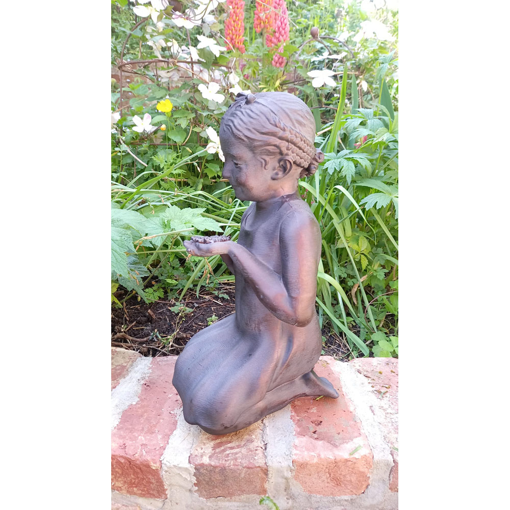 Inspirational Gifting Girl with Flower Polystone Resin Garden Ornament Image 4