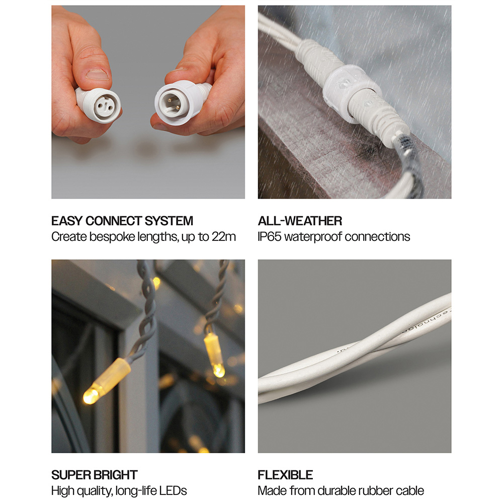 Eagle Connect 180 Warm White LED White Icicle Light 7m Image 4