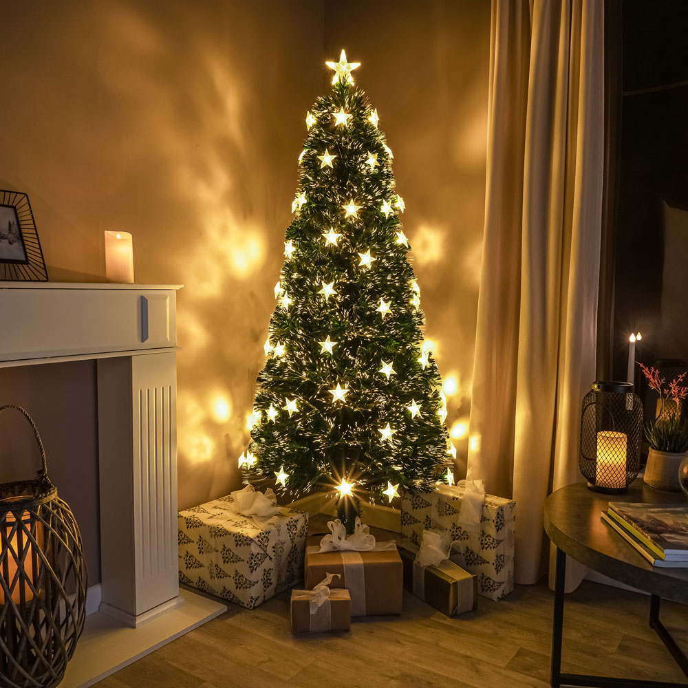 The Christmas Centre 58 Warm White LED Green Fibre Optic Artificial Xmas Tree 6ft Image 2