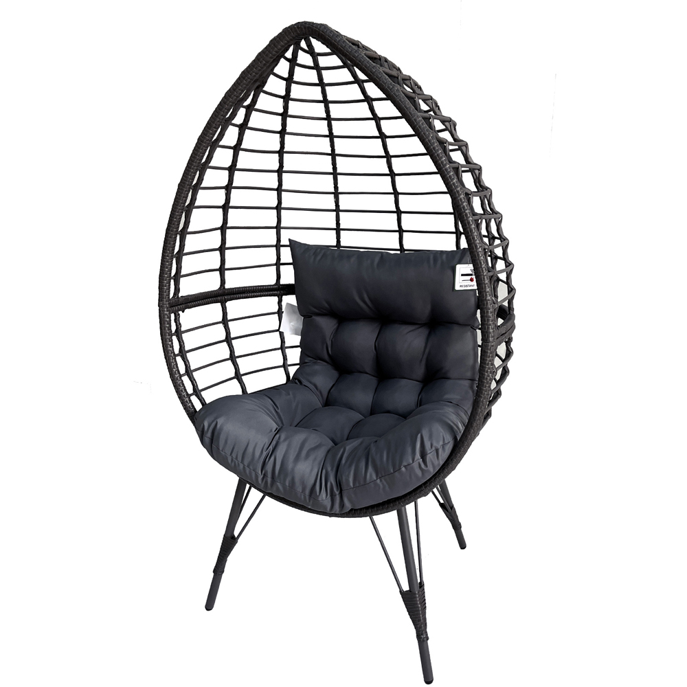 Furniture One Grey Rattan Egg Teardrop Cuddle Chair Image 3