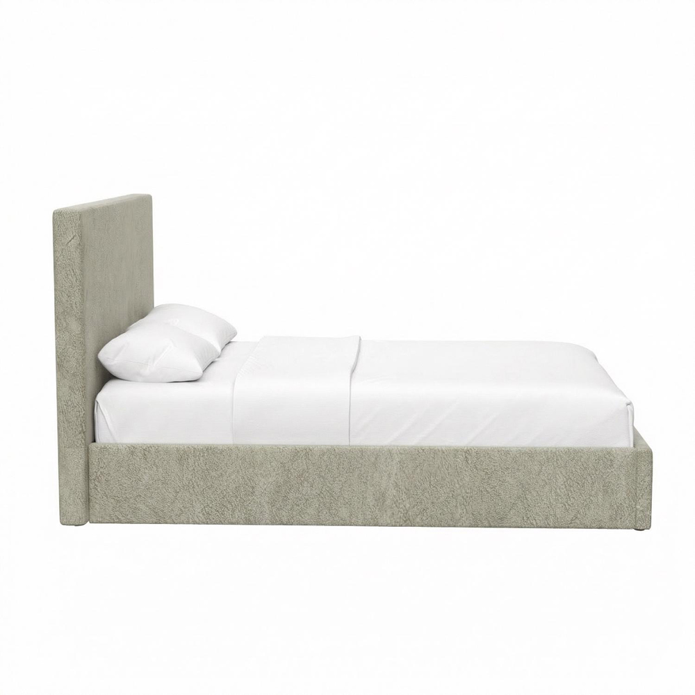 FWStyle Rufford Double Beige Sand Front Lift Ottoman Bed Frame with Padded Headboard Image 7