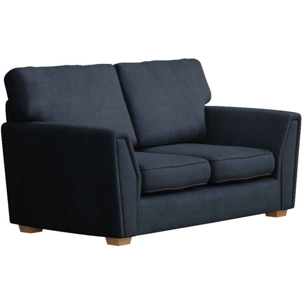 Wendleberry 5 Seater Royal Blue Plush Velvet Fixed Back Sofa Set Image 2