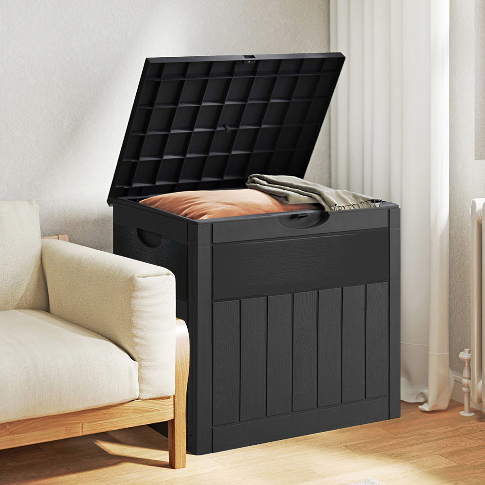 Living and Home Black Waterproof Wood-Grain Texture Storage Box 126L Image 2