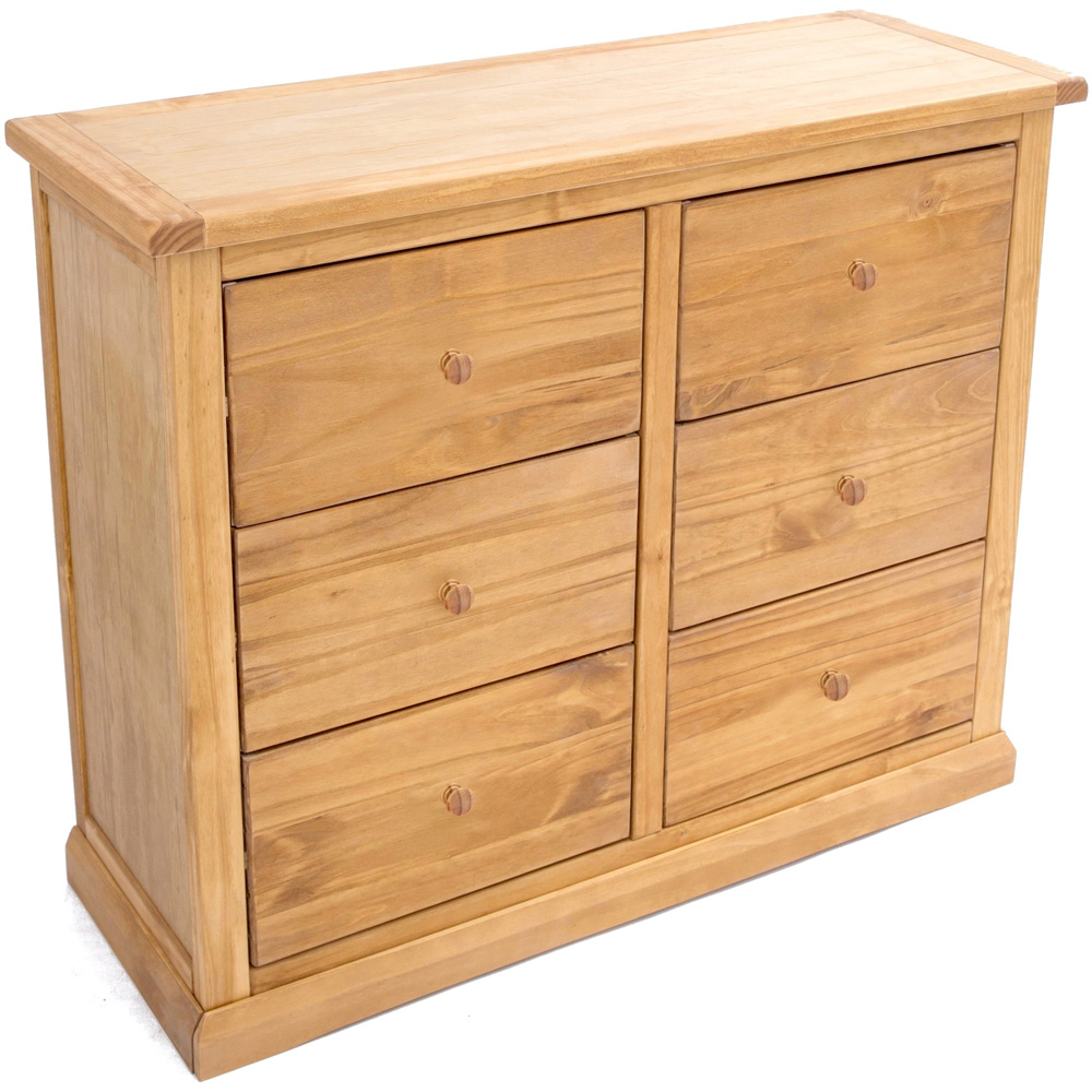 Cabinet Bits Lucca 6 Drawer Brown Wood Knob Chest of Drawers Image 4