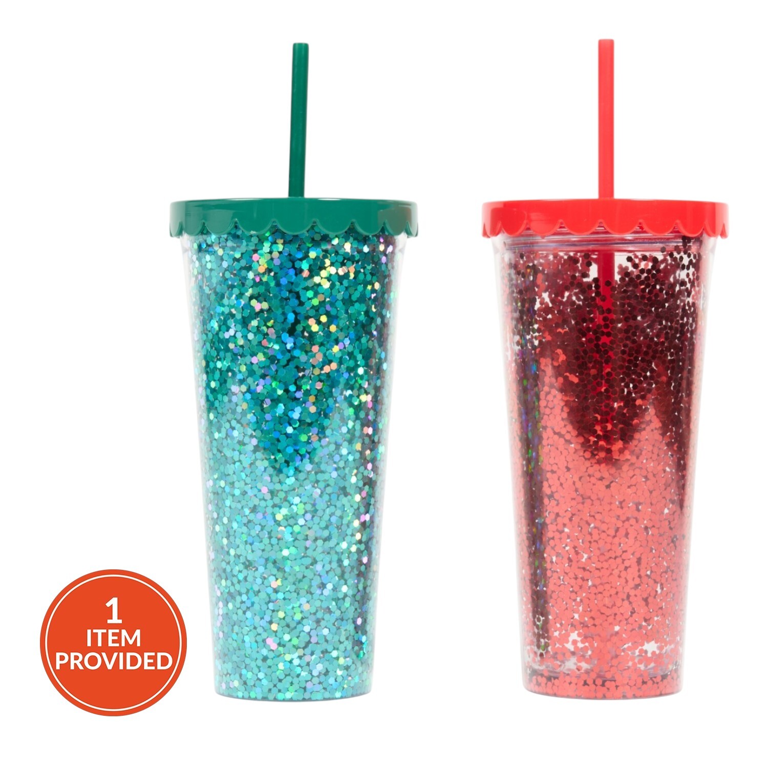 Glitter Tumbler with Straw Image 1