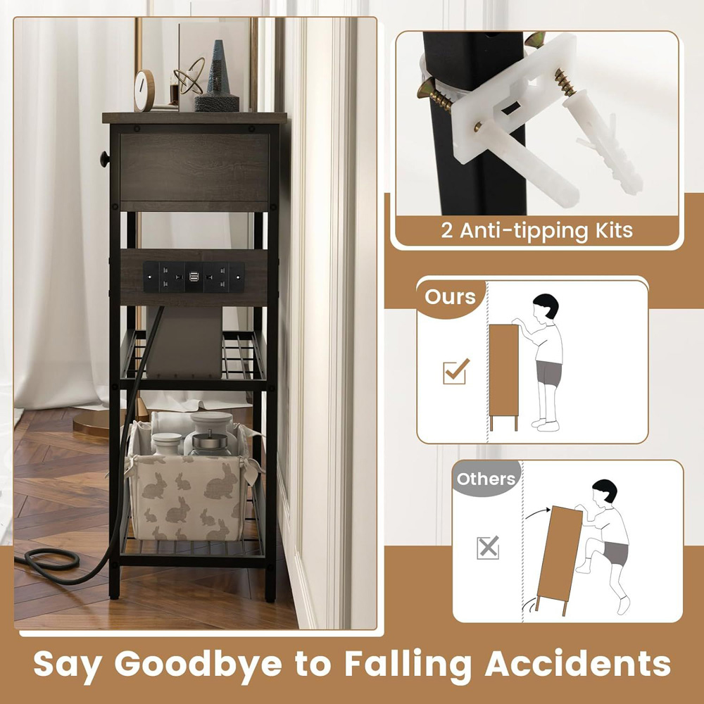 Costway Grey Entryway Narrow Console Table Image 6