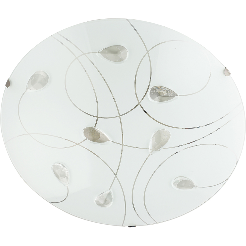 Happy Homewares Opal White Glass Flush Ceiling Light with Crystal Drop Image 5