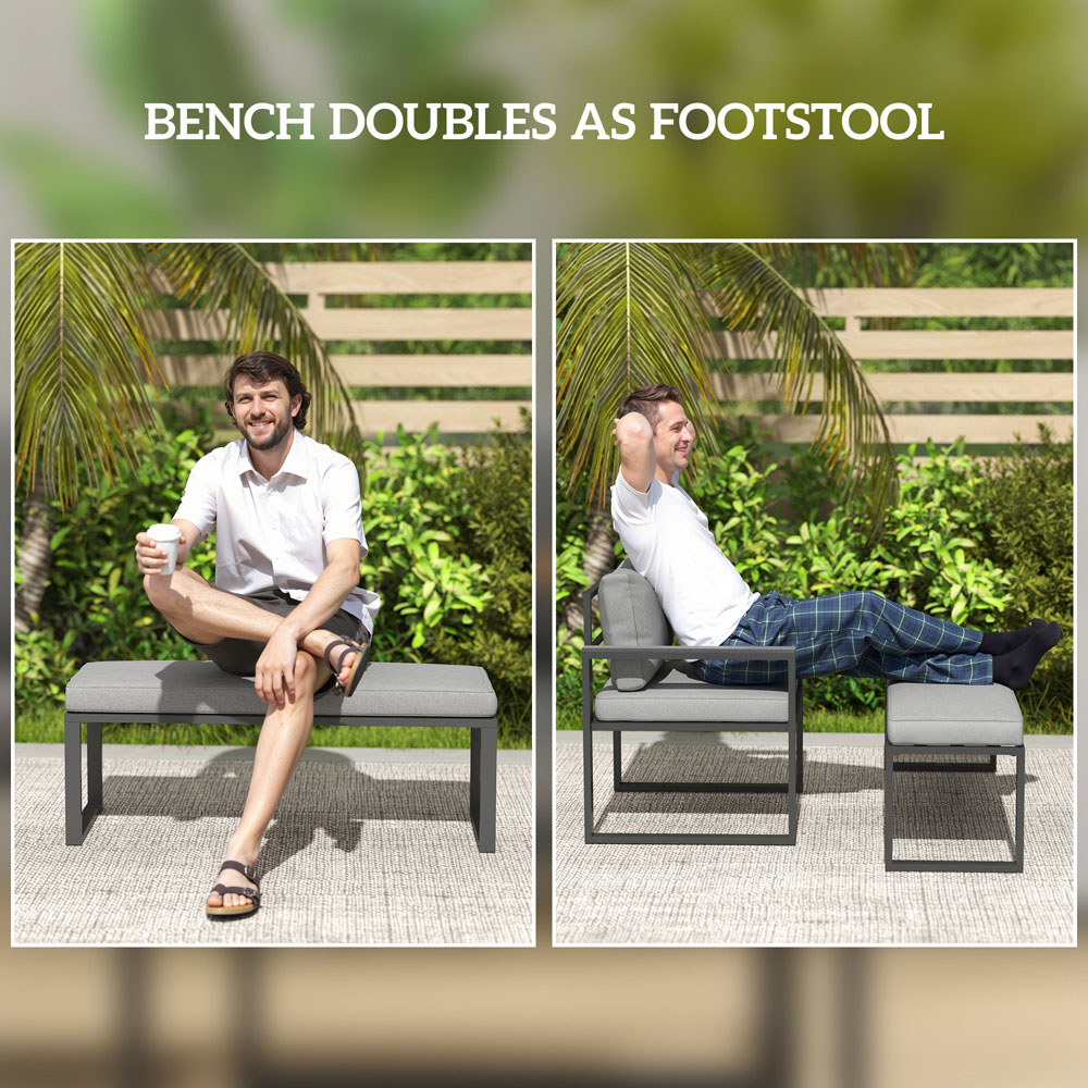 Outsunny 9 Seater Grey Garden Corner Sofa Set Image 5