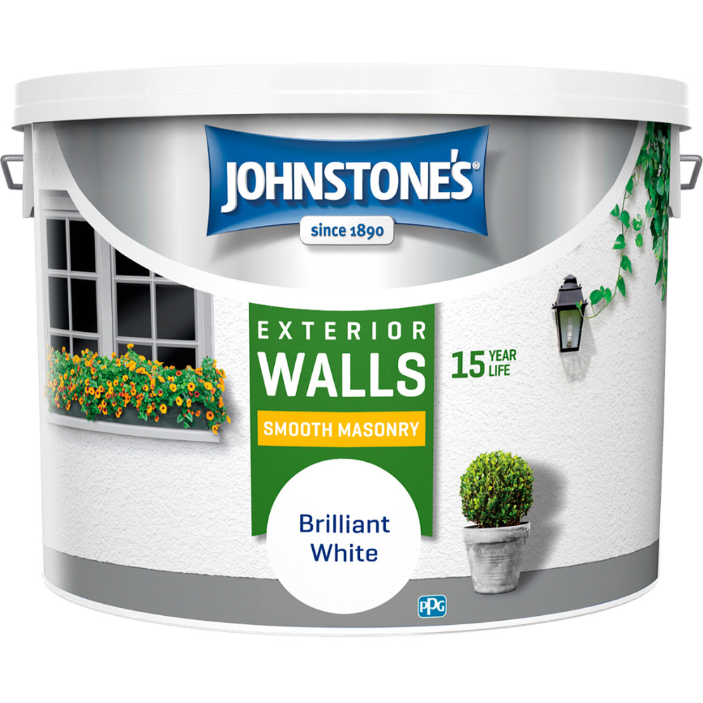Johnstones Smooth Masonry Paint 10L - Brilliant White Image 2
