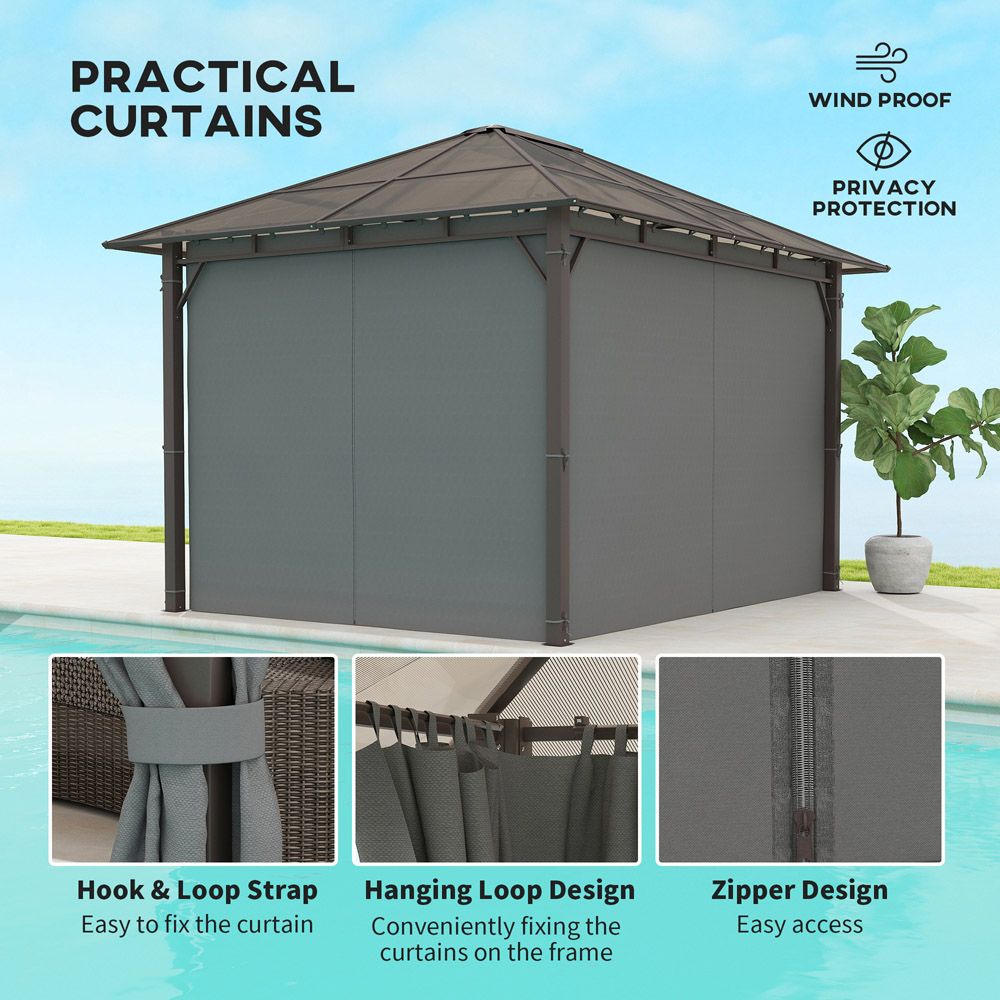 Outsunny 3.6 x 3m Grey Polycarbonate Roof Hard Top Gazebo Image 7