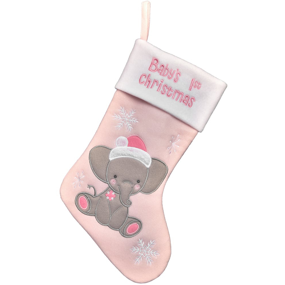 Single Baby's 1st Christmas Elephant Stocking in Assorted styles Image 2