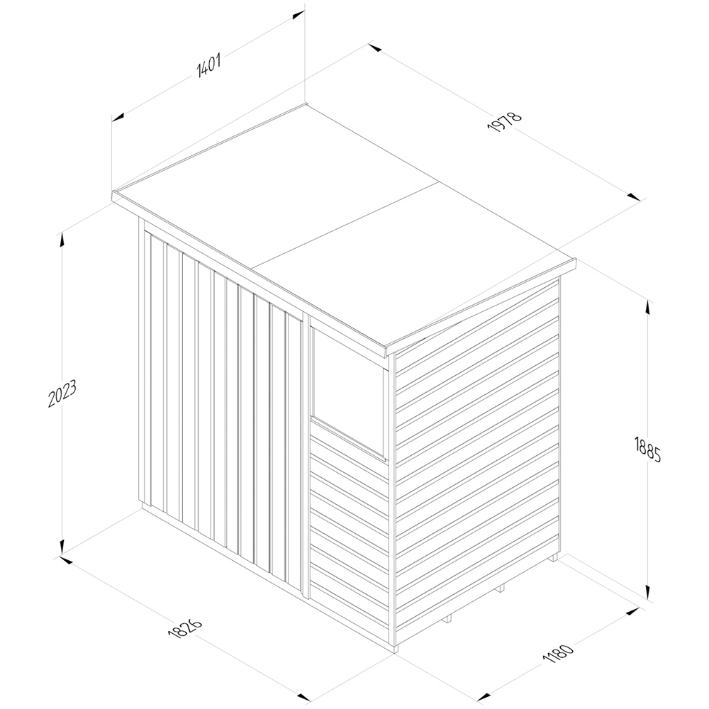 Forest Garden 6 x 4ft Beckwood Double Door 1 Window Pent Shed Image 9