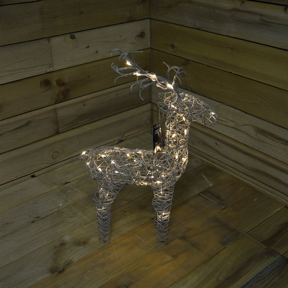 Samuel Alexander Warm White LED Grey Wicker Standing Reindeer Christmas Decoration 60cm Image 9