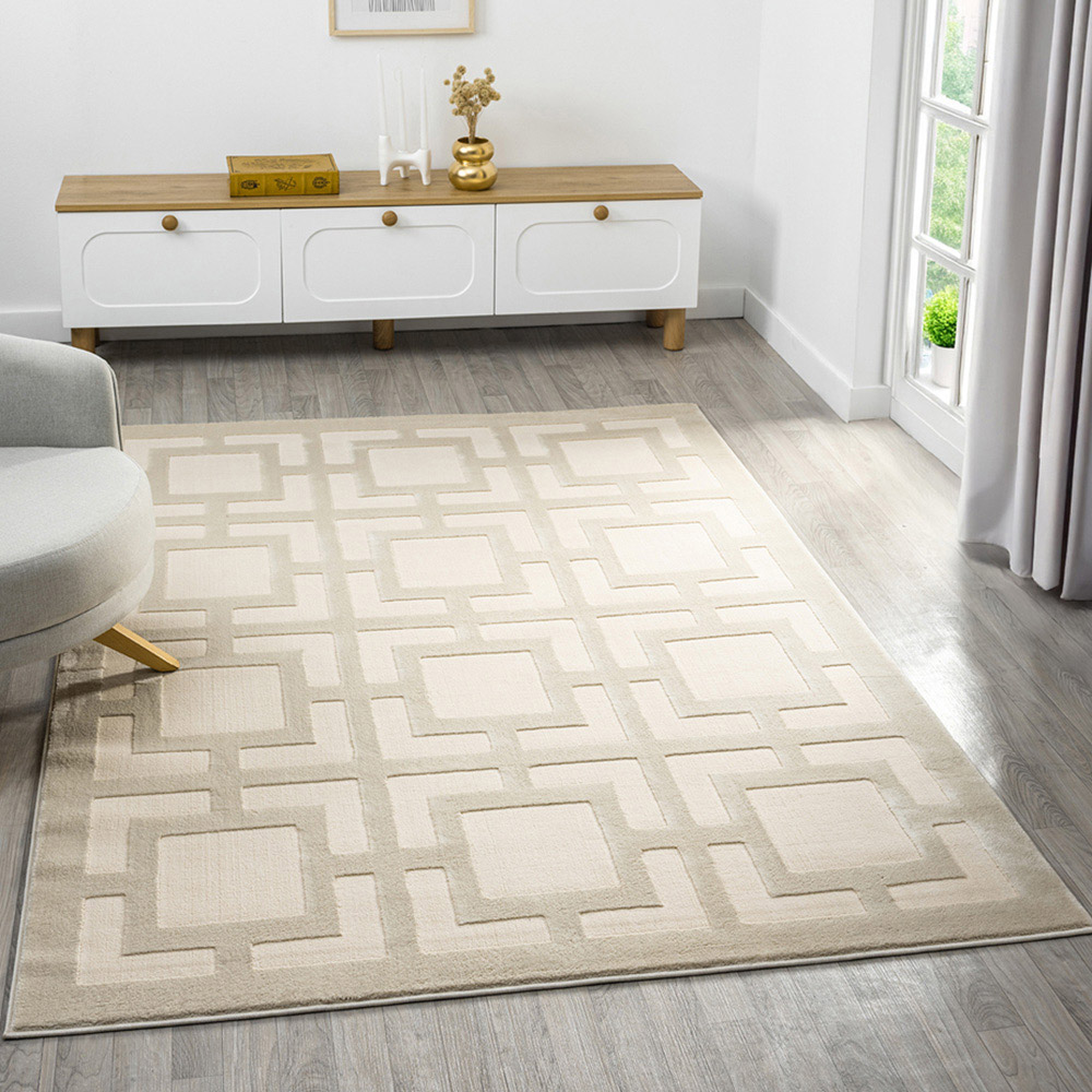 Desire Rugs Vellure Cream Metallic Sheen Maze Design Rug 160 x 230cm Image 5