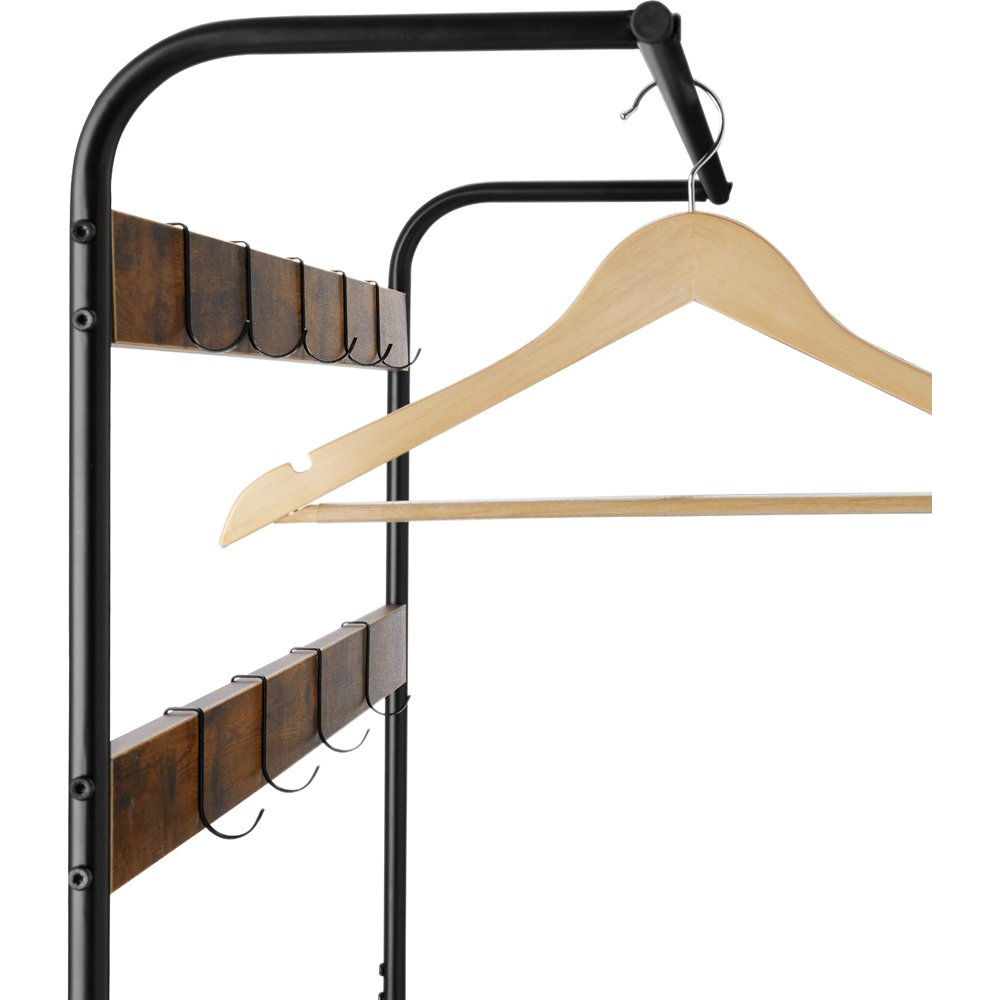 tectake Wichita 2 Shelf 9 Hook Dark Wood Rustic Coat and Shoe Rack Image 6