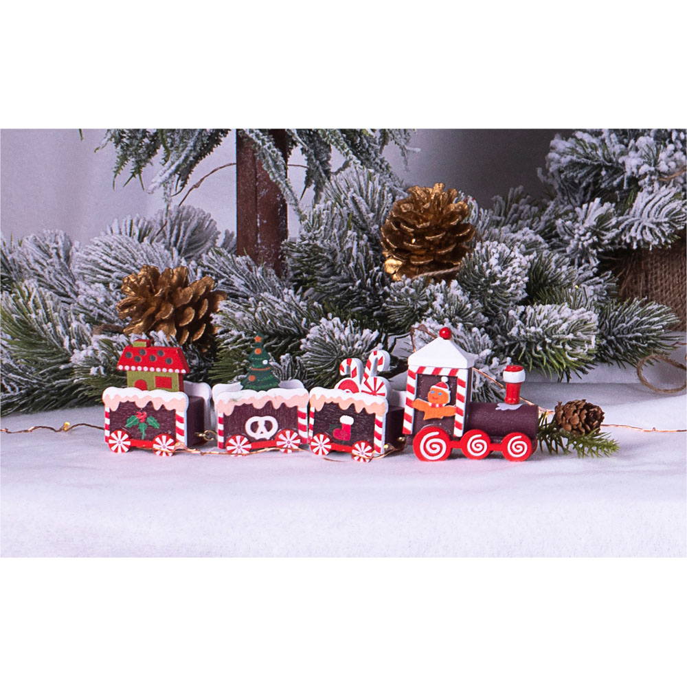 St Helens Wooden Christmas Pudding Train Set Display 20cm Image 5