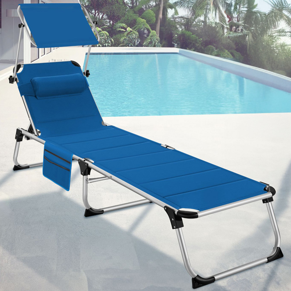tectake Lorella Blue Foldable Sun Lounger Image 1
