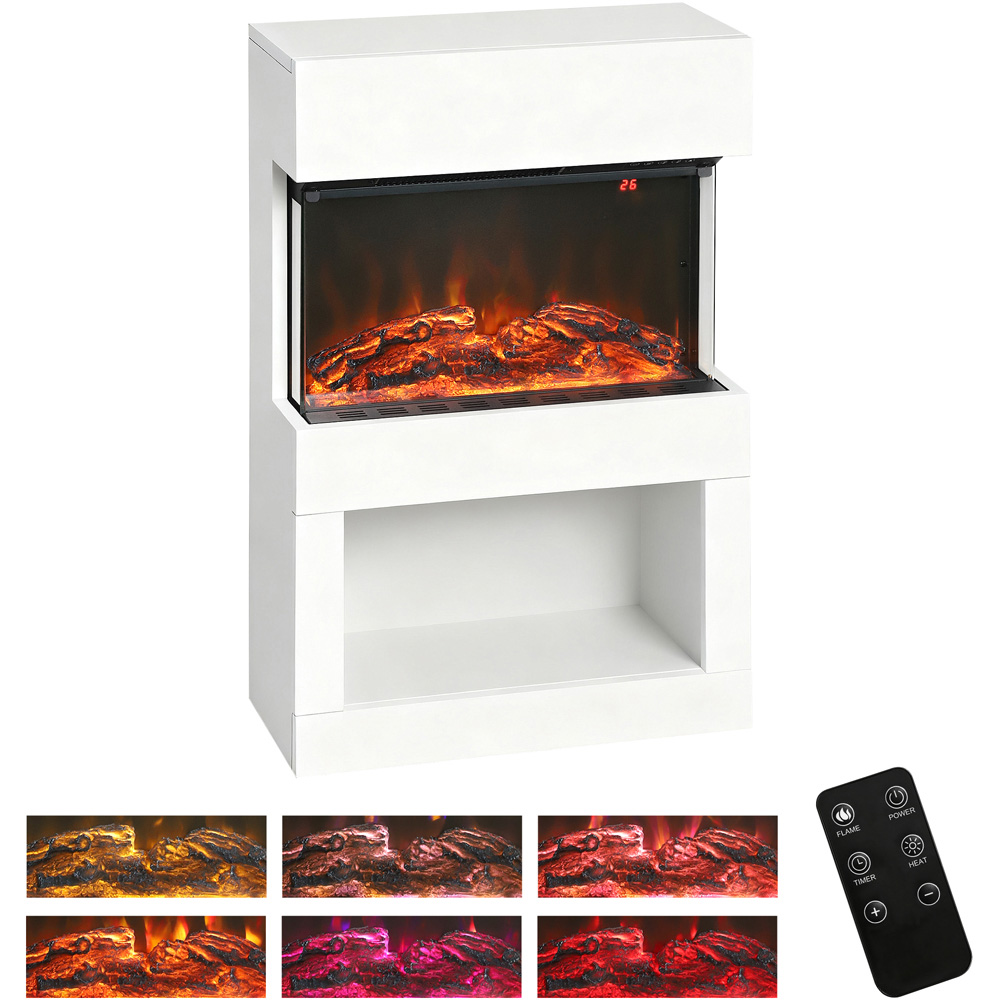 HOMCOM White Electric Fireplace and Mantel with Remote 2000W Image 3
