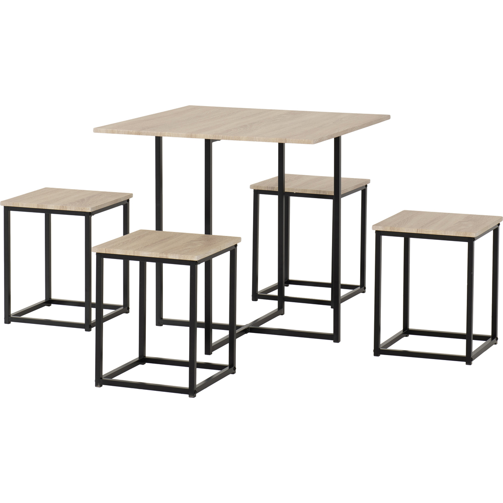 Seconique Kent 4 Seater Dining Set Sonoma Oak and Black Image 2