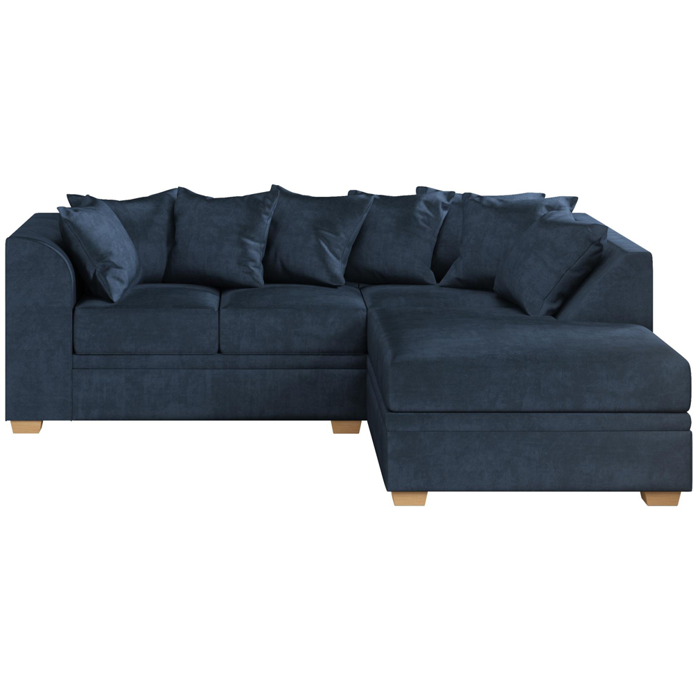Modo 3 Seater Royal Blue Plush Velvet Right Hand Scatter Back L-Shape Corner Sofa Image 3