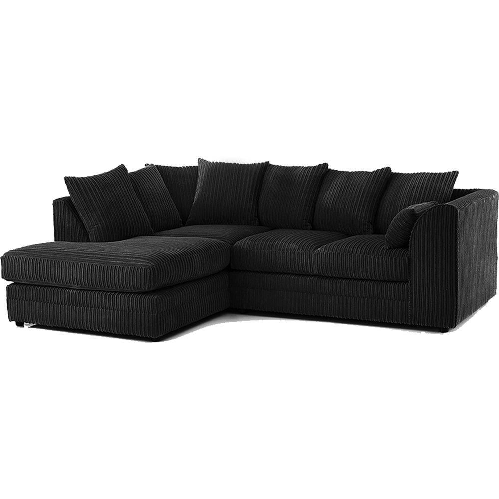 Portland Luxor 4 Seater Black Jumbo Cord Left Hand L Shape Corner Sofa Image 2