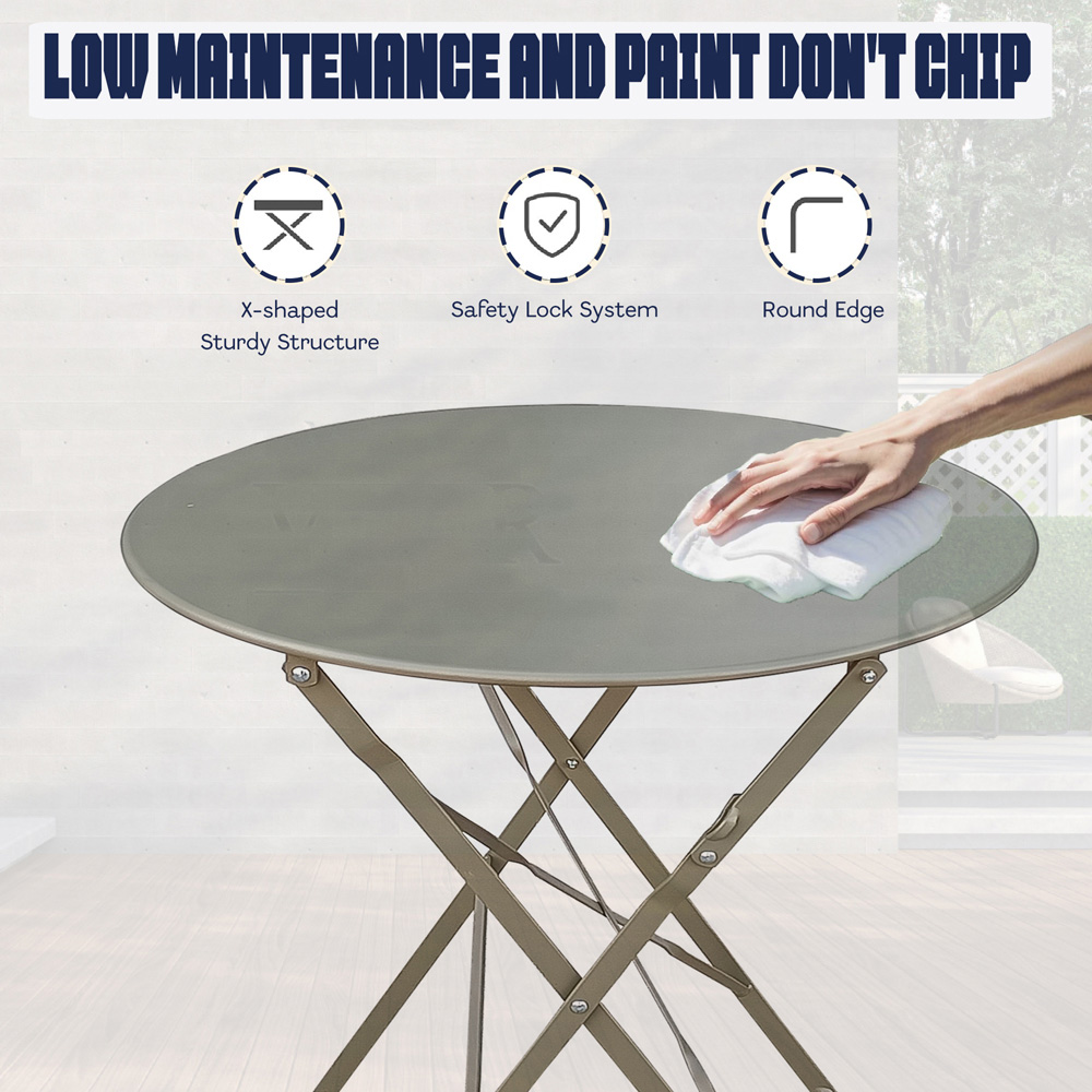 Florence 2 Seater Metal Foldable Bistro Set Image 5