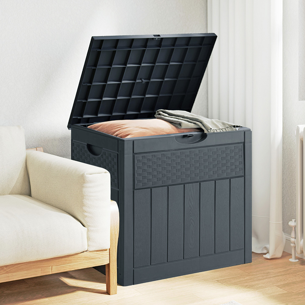 Living and Home Grey Waterproof Rattan Texture Storage Box 126L Image 2