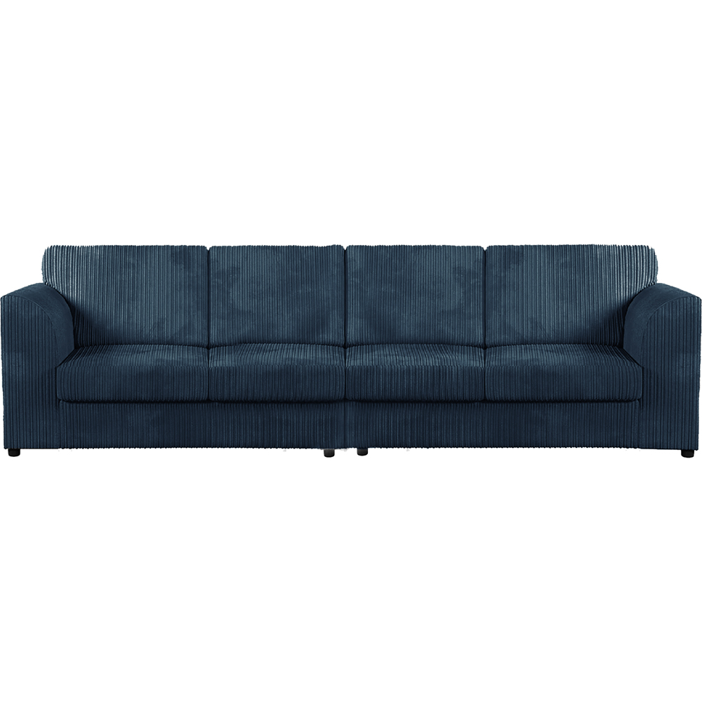 Luxor 4 Seater Navy Blue Jumbo Cord Full Back Sofa Image 2