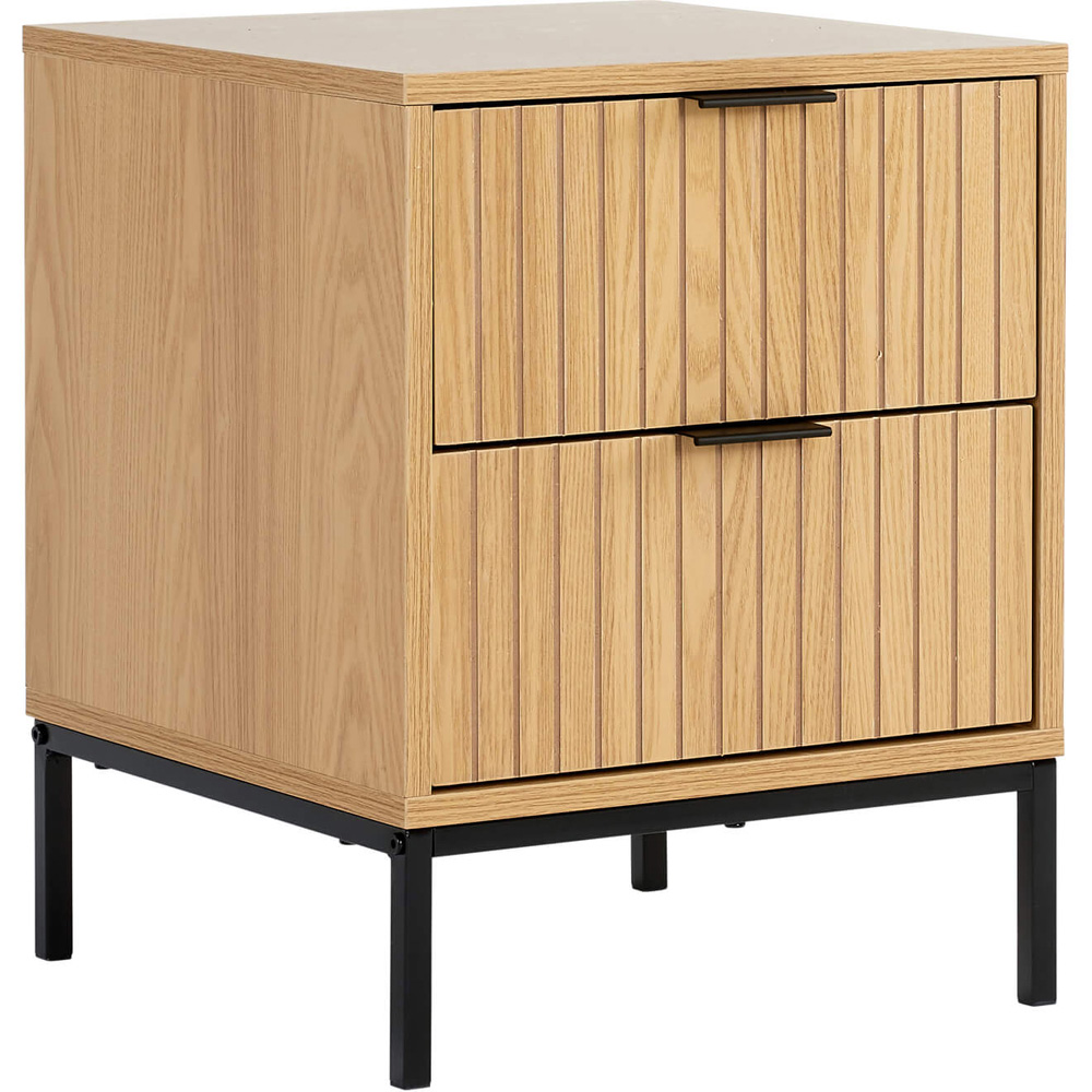 Home Source Wisbech 2 Drawer Wooden Bedside Table Image 2