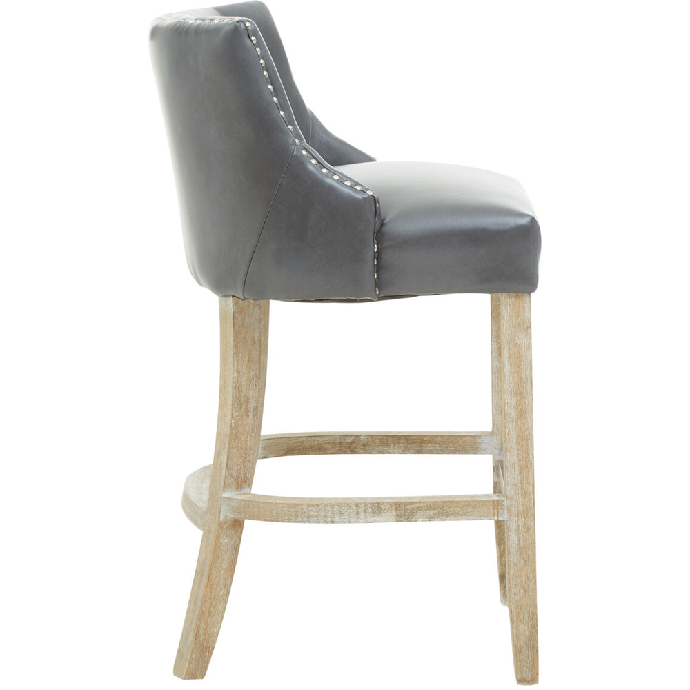 Premier Housewares Kensington Townhouse Grey Faux Leather Hevea Bar Chair Image 3