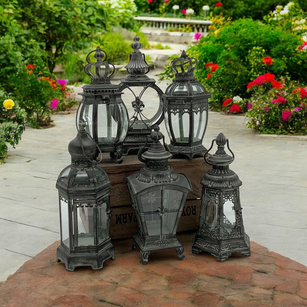 Acacia Home Metal Garden Lantern 40cm 6 Pack Image 2